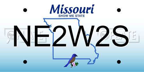 NE2W2S Missouri License Plate