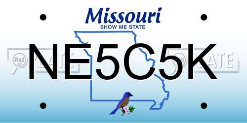 NE5C5K Missouri License Plate