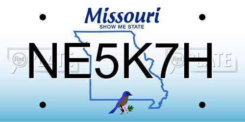NE5K7H Missouri License Plate