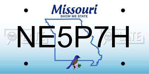 NE5P7H Missouri License Plate