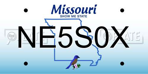 NE5S0X Missouri License Plate