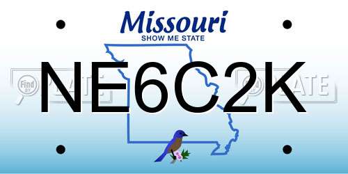 NE6C2K Missouri License Plate