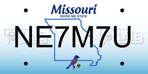 NE7M7U Missouri License Plate