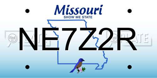 NE7Z2R Missouri License Plate