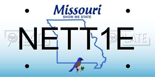NETT1E Missouri License Plate