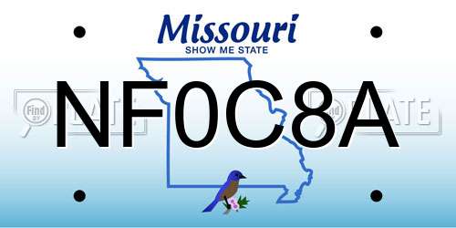NF0C8A Missouri License Plate