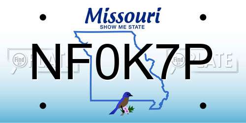 NF0K7P Missouri License Plate