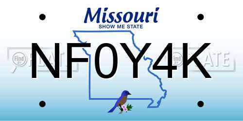 NF0Y4K Missouri License Plate