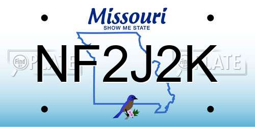 NF2J2K Missouri License Plate