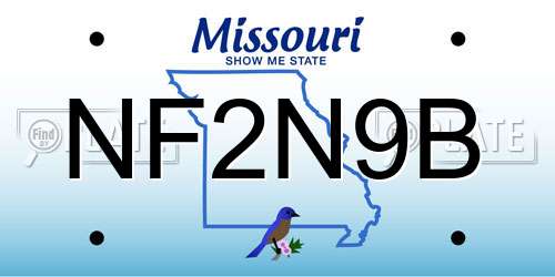 NF2N9B Missouri License Plate