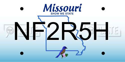 NF2R5H Missouri License Plate