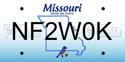 NF2W0K Missouri License Plate