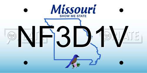 NF3D1V Missouri License Plate