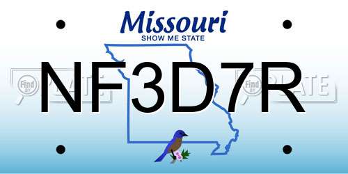 NF3D7R Missouri License Plate