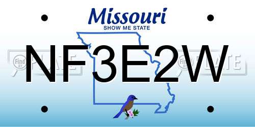 NF3E2W Missouri License Plate