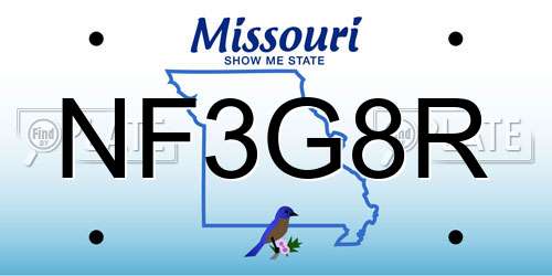 NF3G8R Missouri License Plate
