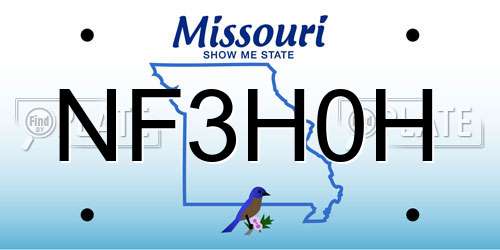 NF3H0H Missouri License Plate