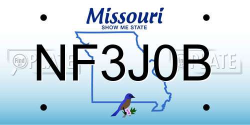 NF3J0B Missouri License Plate