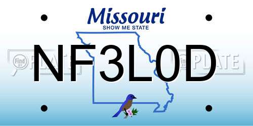 NF3L0D Missouri License Plate