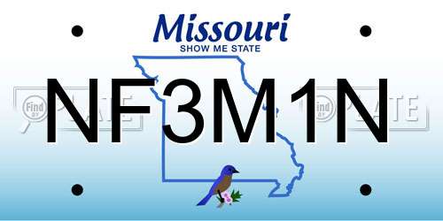 NF3M1N Missouri License Plate