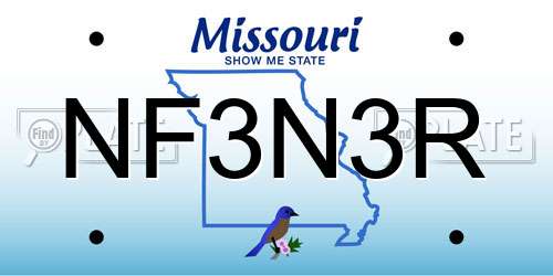NF3N3R Missouri License Plate