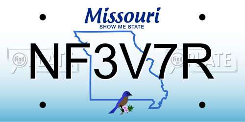 NF3V7R Missouri License Plate