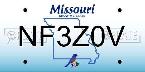 NF3Z0V Missouri License Plate