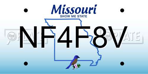 NF4F8V Missouri License Plate