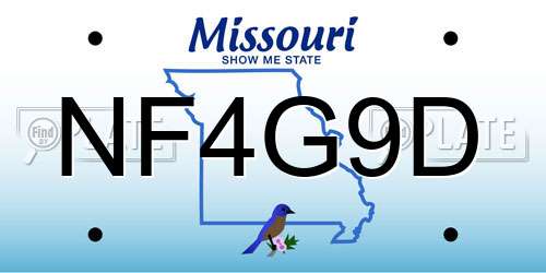 NF4G9D Missouri License Plate