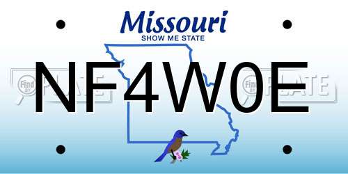 NF4W0E Missouri License Plate