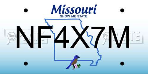 NF4X7M Missouri License Plate