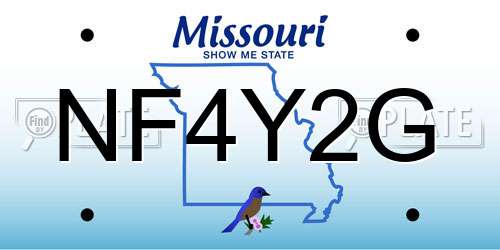 NF4Y2G Missouri License Plate