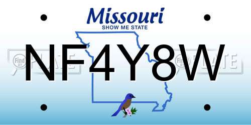 NF4Y8W Missouri License Plate
