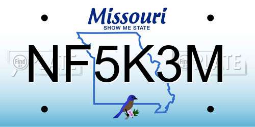 NF5K3M Missouri License Plate