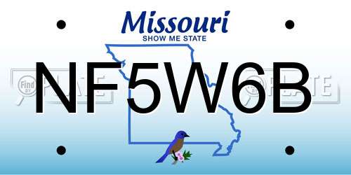 NF5W6B Missouri License Plate