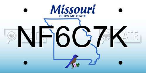 NF6C7K Missouri License Plate