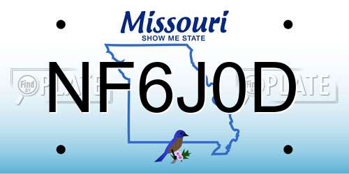 NF6J0D Missouri License Plate