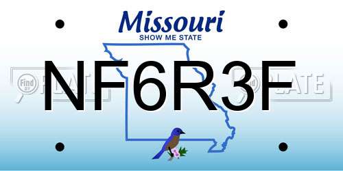NF6R3F Missouri License Plate