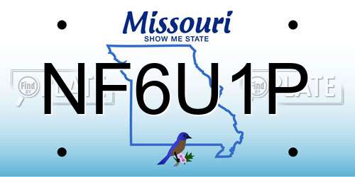 NF6U1P Missouri License Plate