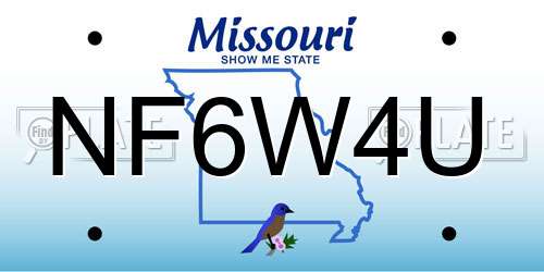 NF6W4U Missouri License Plate
