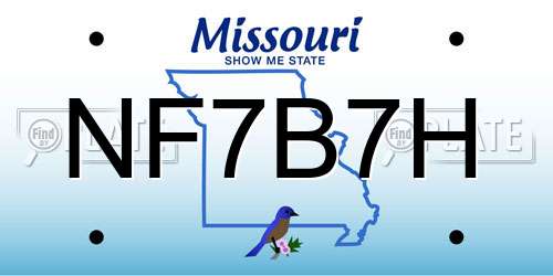 NF7B7H Missouri License Plate