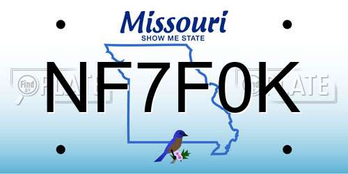 NF7F0K Missouri License Plate