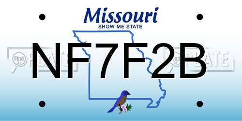 NF7F2B Missouri License Plate
