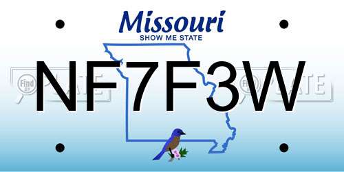NF7F3W Missouri License Plate