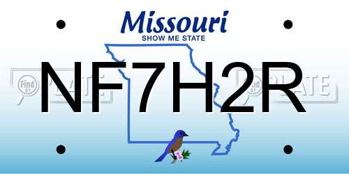 NF7H2R Missouri License Plate