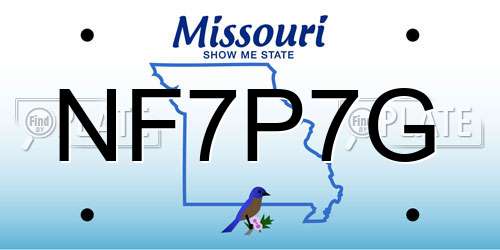 NF7P7G Missouri License Plate