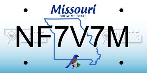 NF7V7M Missouri License Plate