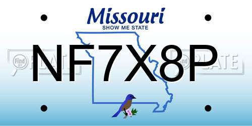 NF7X8P Missouri License Plate