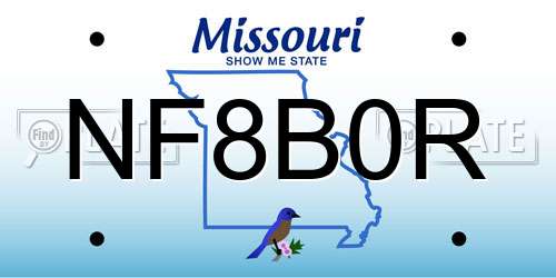 NF8B0R Missouri License Plate