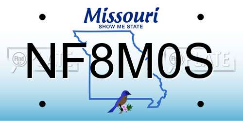 NF8M0S Missouri License Plate